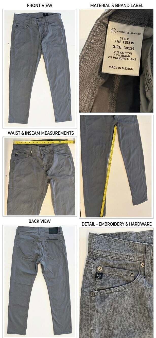AG Adriano Goldschmied The Tellis Slim Fit Gray Patterned Pants Size 30x34